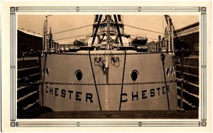 Cruiser USS Chester CA27 Ship at Naval Yard Dock 1930s Vintage Photo Militaria - Picture 1 of 2