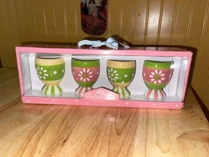 Johanna Parker Easter Set of 4 Egg Cups Carnival Cottage ~ Magenta ~ New! - Picture 1 of 4