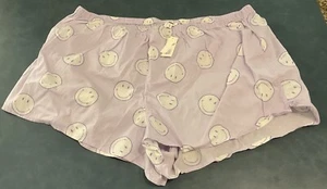 Aerie Women’s XL Lavender Sleep Shorts With White Smiley Faces NWT - Picture 1 of 4