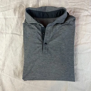 Lululemon Polo Shirt Mens Small S Gray Evolution Logo Performance Striped Sport - Picture 1 of 12