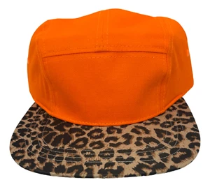 City Hunter 5 Panel Skater Leopard Pattern Flat Bill Baseball Hat Club Cap - Picture 1 of 18