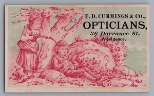 1800s Victorian Trade Card E.D. Cummings & Co. Opticians Providence, RI - Picture 1 of 2