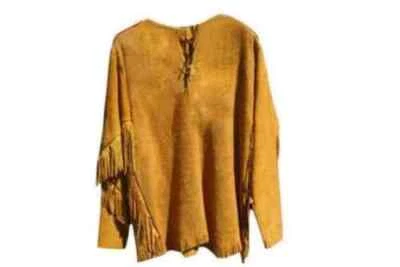 Camisa masculina de couro pele de cordeiro homem da montanha reconstituição camurça nativa americana - Imagem 1 de 3