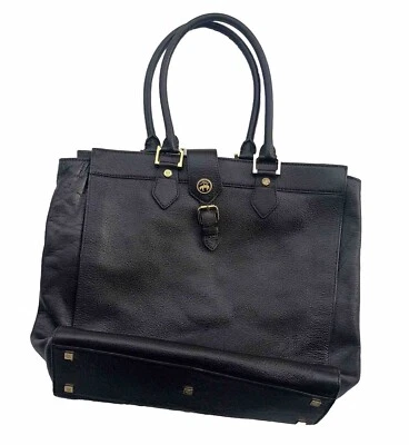 BROOK'S BROTHERS Bolso de Mano Cuero Bolso de Hombro Negro Bolso Mensajero Bolso de Mano Limpio Foto 1 de 4