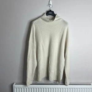 M&S Autograph Jumper Womens XL Cream Cashmere Merino High Neck Ribbed - Picture 1 of 9