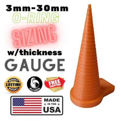 O-Ring Gauge Sizing Cone Measuring Tool 3mm-30mm & thickness chart Orange - Image 1 of 4