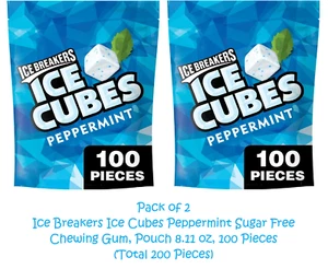(Pack of 2) Ice Breakers Ice Cubes Peppermint Sugar Free Gum 8.11 oz 2x 100 pcs - Picture 1 of 1