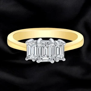 IGI Certified Lab Grown Diamond Wedding Ring 1.80 CT Emerald Cut 14K Yellow Gold - Picture 1 of 11