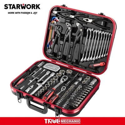 STARWORK 169PC Mechanics Hand Tool Kit Chrome Vanadium SAE Metric Socket Spanner - Image 1 of 4