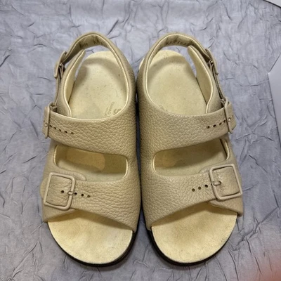 SAS Women’s Sz 6.5M Relaxed Beige Leather Sandals Adjustable 2 Strap Slingback - Image 1 of 4