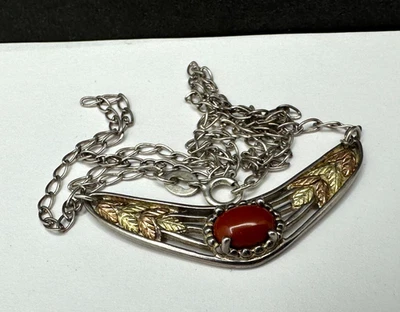 Coleman C. Co Collar Colgante Coral Oro Colinas Negras y Plata Esterlina 12K 5gm Foto 1 de 4