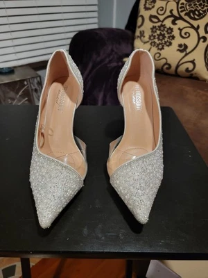 Zapatos para mujer de tacón alto punta con pedrería y perlas de imitación talla 9 Foto 1 de 4