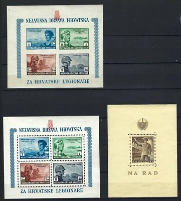 B&D: Croacia 10 hojas de recuerdo Scott B11, B18, B31, B37, B40, B69 y B81--frescas Foto 1 de 4