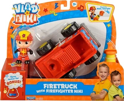 Vlad & Niki Crazy Fun Vehicle Water Blasting Fire Truck with Firefighter Figure - Image 1 of 2