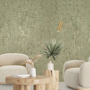 Gold metallic faux concrete distressed textured contemporary modern Wallpaper 3D - Picture 1 of 14