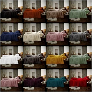 Teddy Sherpa Fleece Duvet Cover Sets Soft Cosy Warm Bedding Set or Fitted Sheets - Picture 1 of 28