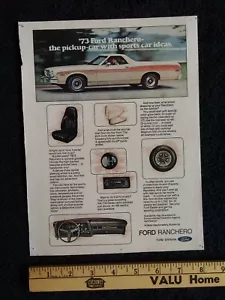 Vtg 1973 73 Ford Ranchero Print Ad 8x11, GT Hurst Lee Riders Jeans Magnum Torino - Picture 1 of 2