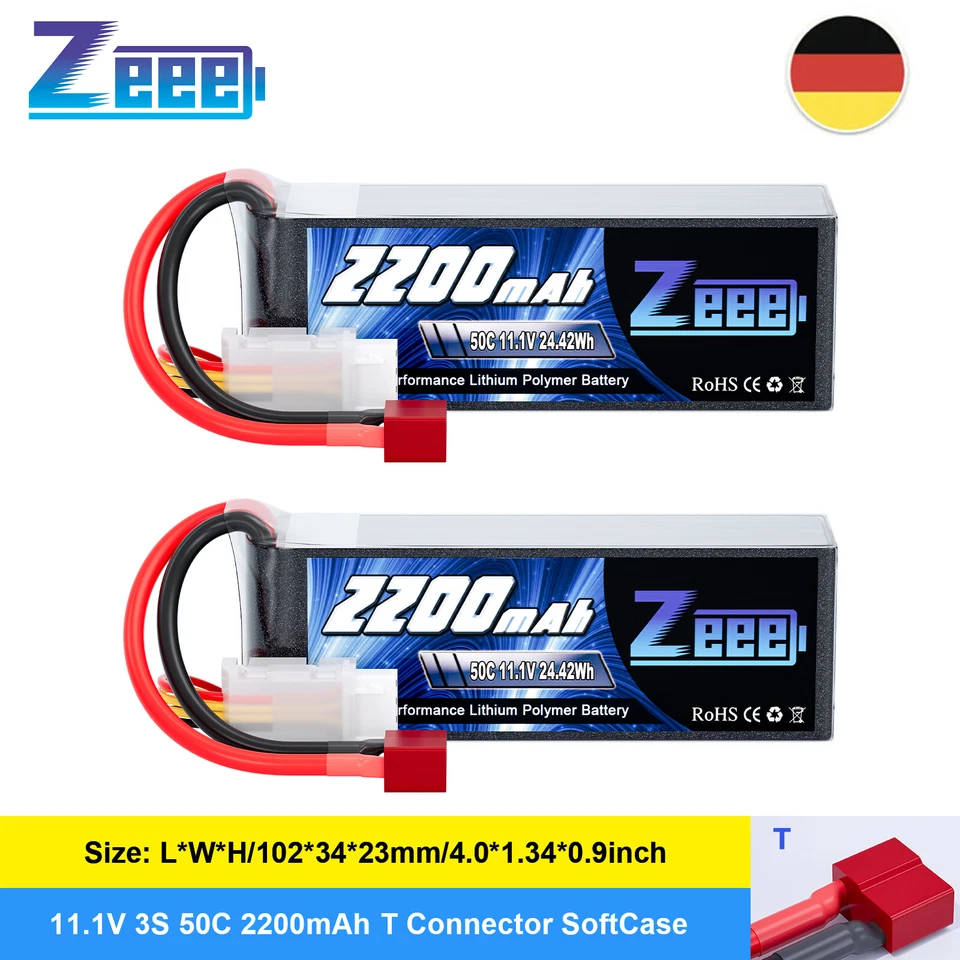 2x Zeee 3S Lipo Akku Batterie T 11.1V 2200mAh 50C für RC Auto Flugzeug Truck - Bild 1 von 4