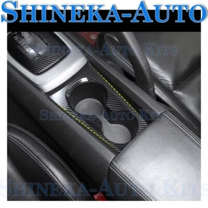 FOR 2010-2015 CHEVY CAMARO ⭕CARBON FIBER FRONT CUP HOLDER FRAME BEZEL COVER TRIM - Picture 1 of 10