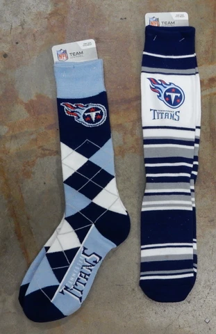 2 Pack NFL Tennessee Titans Gift Socks One Size Argyle Blue Mas Stripes Dress Cover