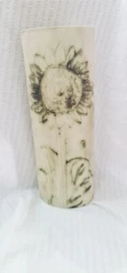 CARN POTTERY... Cornwall - Studio Art SUNFLOWER LARGE Oval VASE C1970 VGC 10.75" - Picture 1 of 10