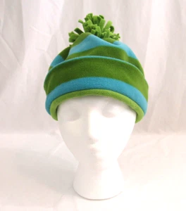 Gap Kids L / XL Fleece Winter Hat - Unisex - Green & Blue Striped, Lined - Picture 1 of 8