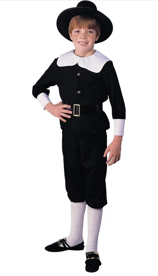 Disfraz Peregrino Niño Colonial Acción de Gracias Plymouth Halloween Niño Mediano Foto 1 de 1