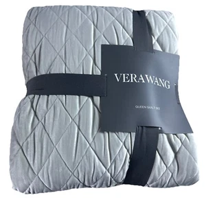 Vera Wang Home Diamond Velvet Queen Quilt & Shams 3pc Set Putty New - Picture 1 of 3