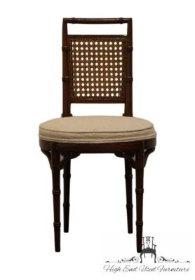 HICKORY FURNITURE Asian Inspired Faux Bamboo Cane Back Side Chair w. Round Seat - Image 1 of 4