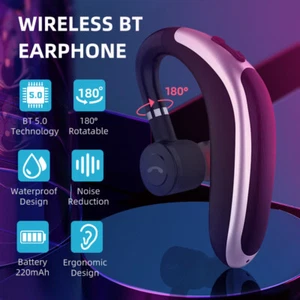 Bluetooth 5.0 Ohrhörer Business Kopfhörer Stereo Kabellos Einohr Auto Schwarz - Bild 1 von 15