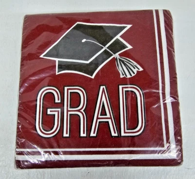 Party Creations Graduation School Spirit Burgundy Red Napkins, 6.5" 36 pcs - Image 1 of 4