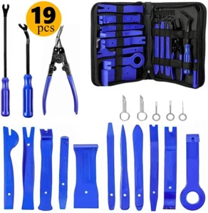 19Pcs Car Trim Removal Pry Tool Set Molding Panel Door Dash Interior Clip Kit - Picture 1 of 17