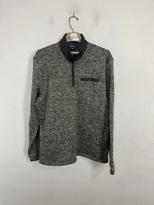 Eddie Bauer Mens Sweater Fleece Pullover L Gray 1/4 Zip Heather Outdoor Snap - Picture 1 of 8