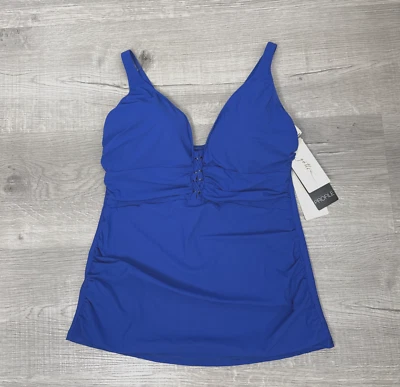 Profile by Gottex Essential Tankini Top V-Neck Swimwear Sapphire Size 40D 4066 - Image 1 of 3