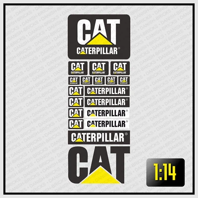 Komplett Set 1:14 1:16 Aufkleber  Caterpiller RC Baumaschinen Bagger Sticker - Bild 1 von 3