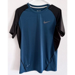 Nike Pro Shirt Mens Large Blue Dri Fit Logo Slim Fit Gym Workout Training - Picture 1 of 7