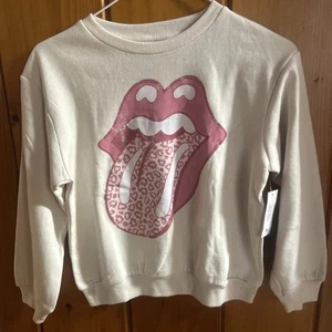 NWT The Rolling Stones Sweatshirt Kids M (7-8) Beige Long Sleeve Pullover - Picture 1 of 8