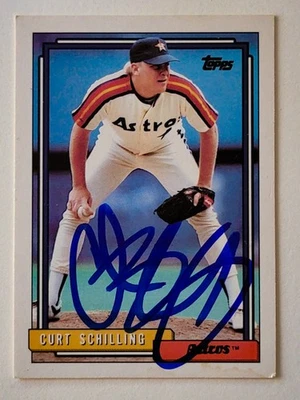 Curt Schilling signed 1992 Topps #316  - Red Sox - Astros Autograph  - Image 1 of 2