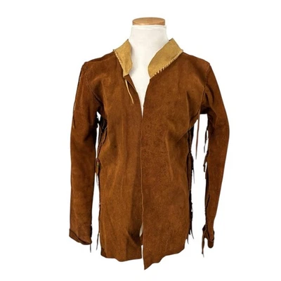 Chaqueta de gamuza india navajo hecha a mano vintage con flecos y cuentas hippie boho occidental Foto 1 de 4