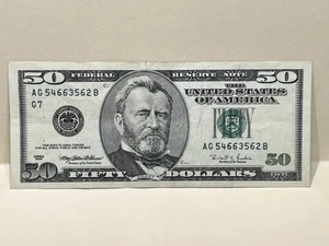 Series 1996 ~ US Fifty Dollar Bill Note $50 Chicago AG 54663562 B - Picture 1 of 3