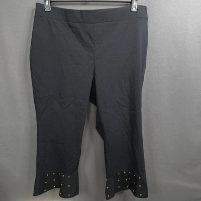 INC Womens Pants 22W Black Cropped Stretch Studded Statement Glam Stretch NEW - Image 1 of 4