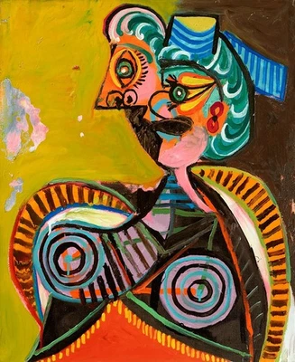 Abstract Woman Pablo Picasso Hand painted Oil Painting Repro Canvas Wall Art Dec - Image 1 of 4