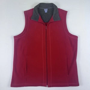 Laura Scott Women’s Size Large Reversible Red Fleece Fuzzy Full-Zip Winter Vest - Picture 1 of 5