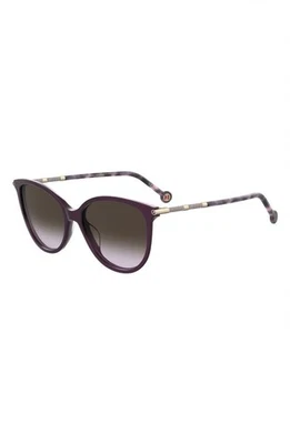 New Carolina Herrera Women 57mm Round Sunglasses Authentic Plum Gold - Image 1 of 4