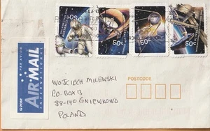 2007 Australia Air Mail Cover Envelope Space Moon Walk Satellite To Poland - Picture 1 of 2