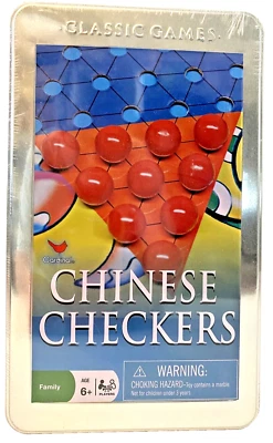 Chinese Checkers Classic Games in Sealed Travel Tin 12'x12' Game Board NEW - Image 1 of 4