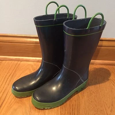 LANDS' END Niños Azul Marino Verde Mate Botas de Lluvia Botas de Lluvia 3 Niñas Niños Unisex Foto 1 de 4