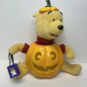 Disney Gemmy Halloween Pumpkin Winnie the Pooh Singing Animated Light Up Plush - Picture 1 of 9