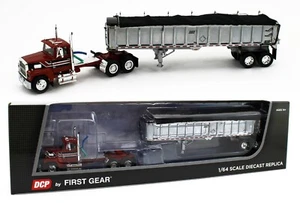 DCP 1:64 *RED & BLACK* FORD LTL 9000 Day Cab w/CHROME East End Dump Trailer NIB! - Picture 1 of 9