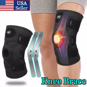Hinged Knee Brace Joint Support Compression Sleeve Open Patella Stabilizer Wraps - Picture 1 of 27
